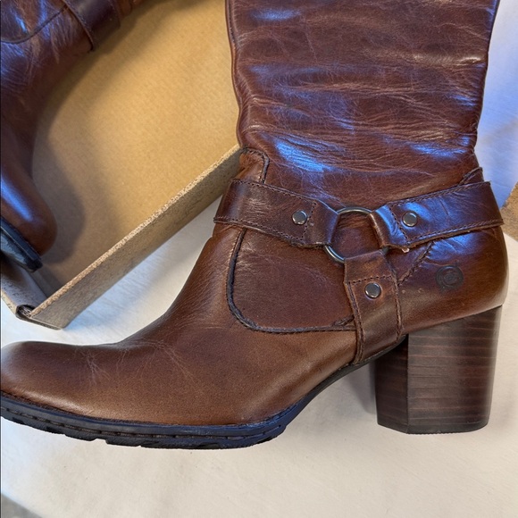 BORN Susanne Brown Leather Harness Tall Boots 7.5 - Picture 2 of 8